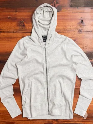 1x1 Slub Zip Hoodie in Heather Ash