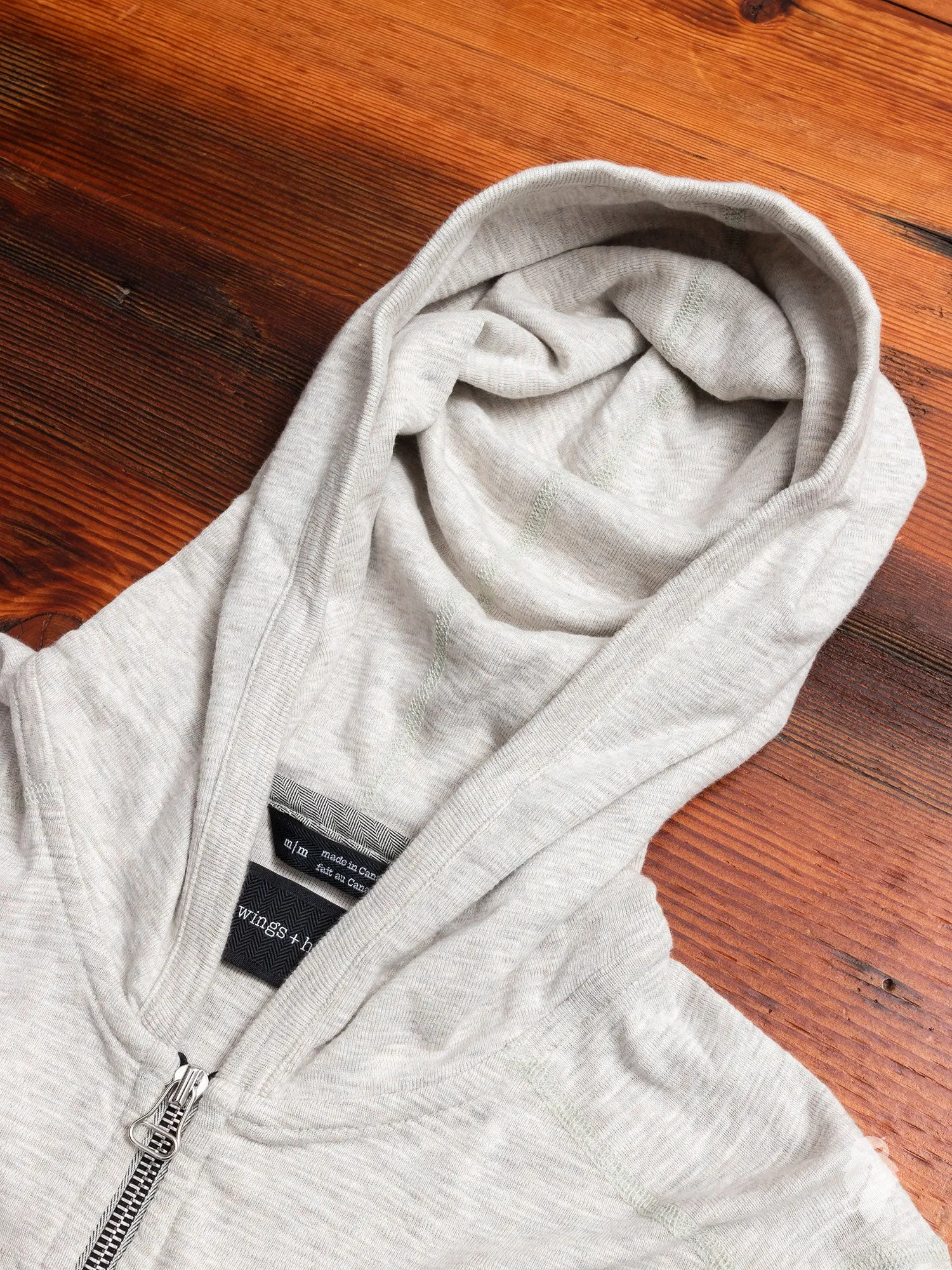 1x1 Slub Zip Hoodie in Heather Ash