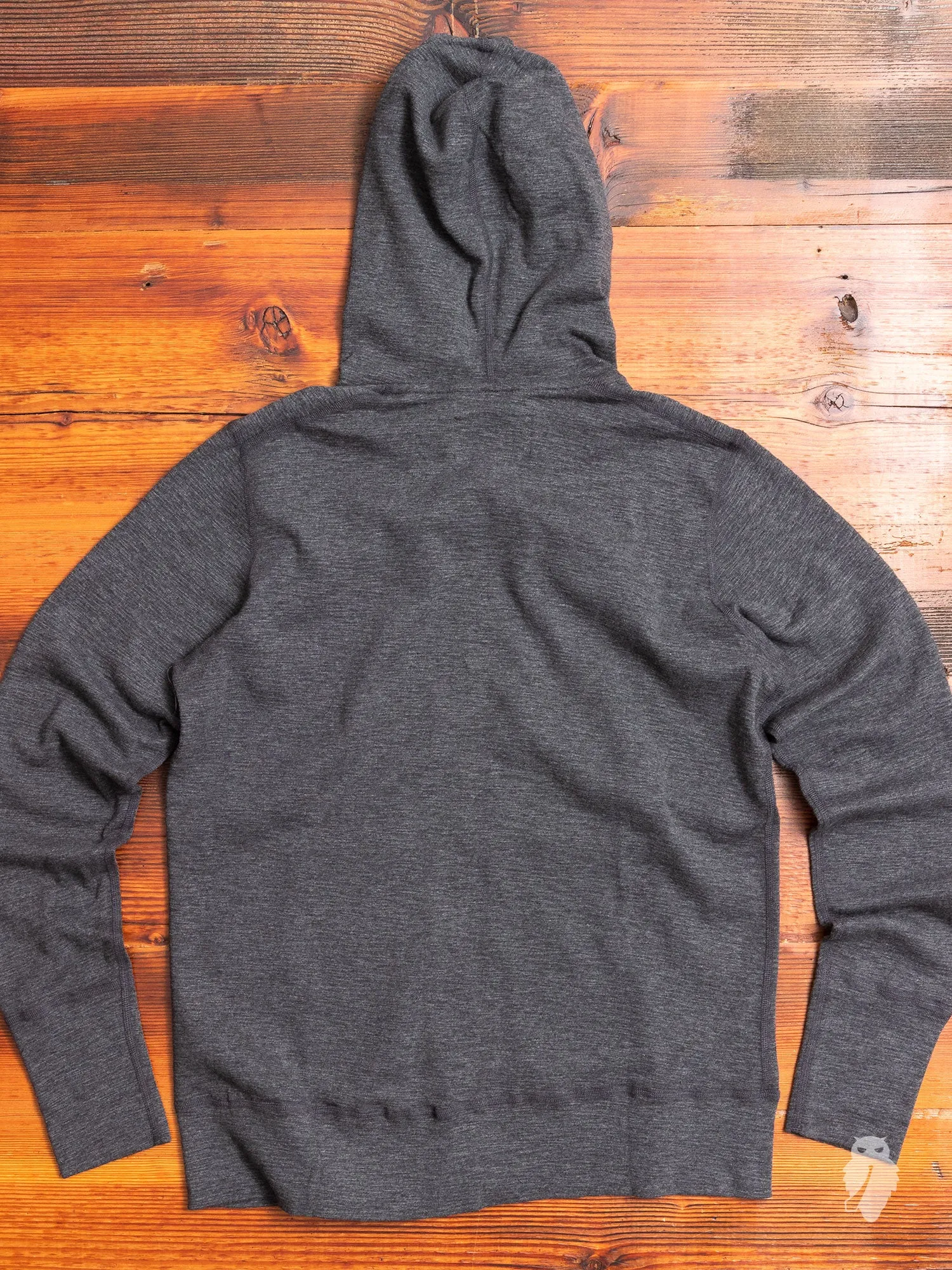 1x1 Slub Zip Hoodie in Heather Charcoal