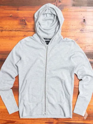 1x1 Slub Zip Hoodie in Heather Grey