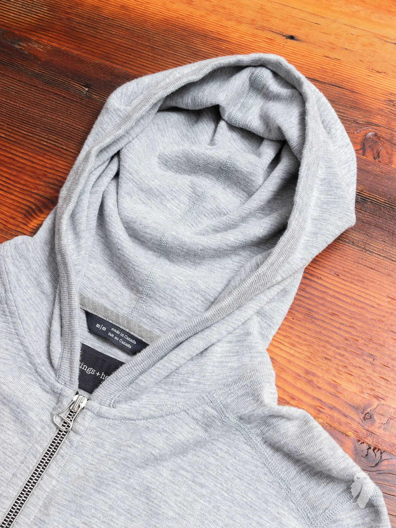 1x1 Slub Zip Hoodie in Heather Grey