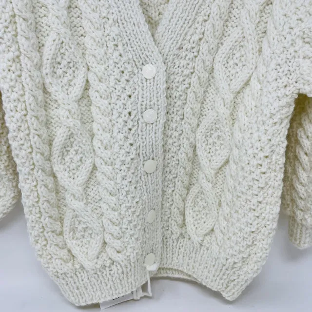 3-4 Y White Fisherman Style Cardigan