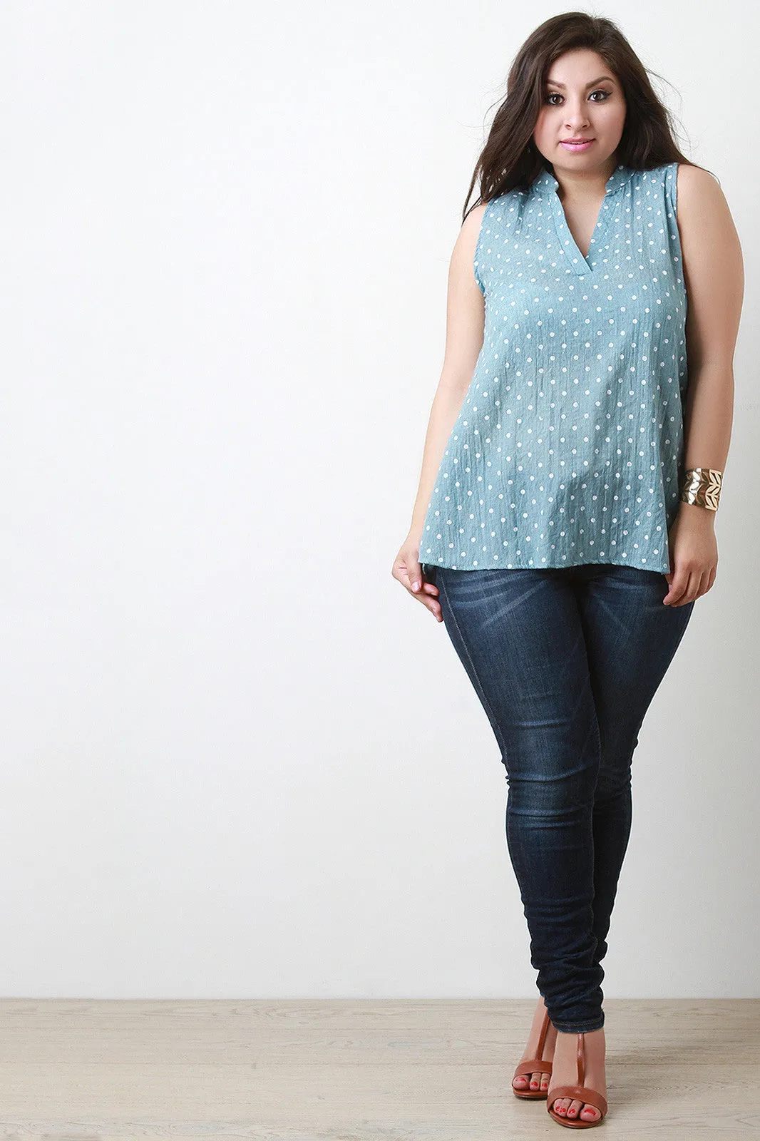 Airy Woven Sleeveless V Neck Top