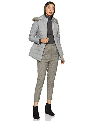 Amazon Brand - Symbol Women's Quilted Jacket (SYMAW20JK007_Lt. Grey_Small S)