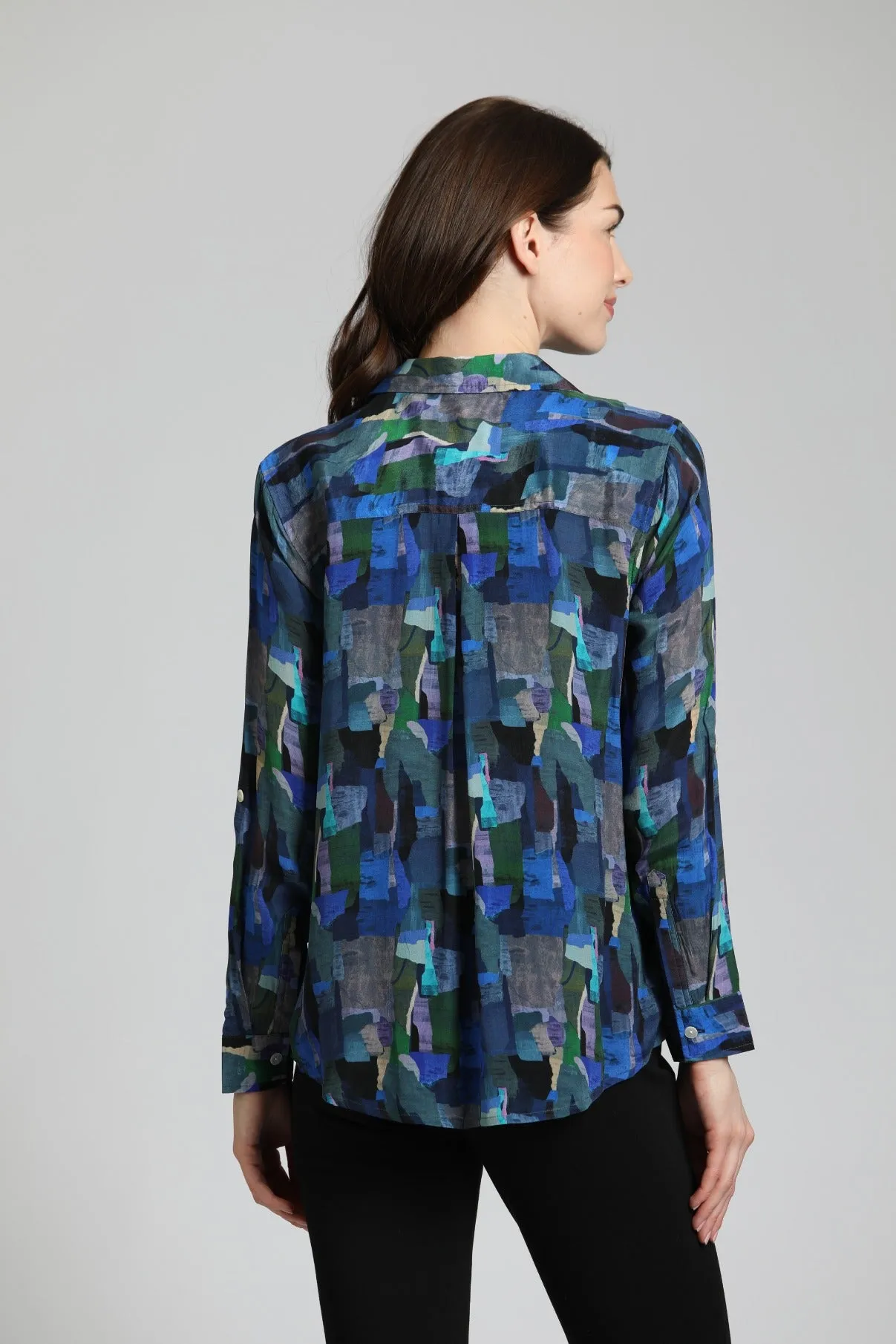 AP NY BUTTON-UP ROLL-UP SLEEVE TOP - MULTI - B52PB503DNC