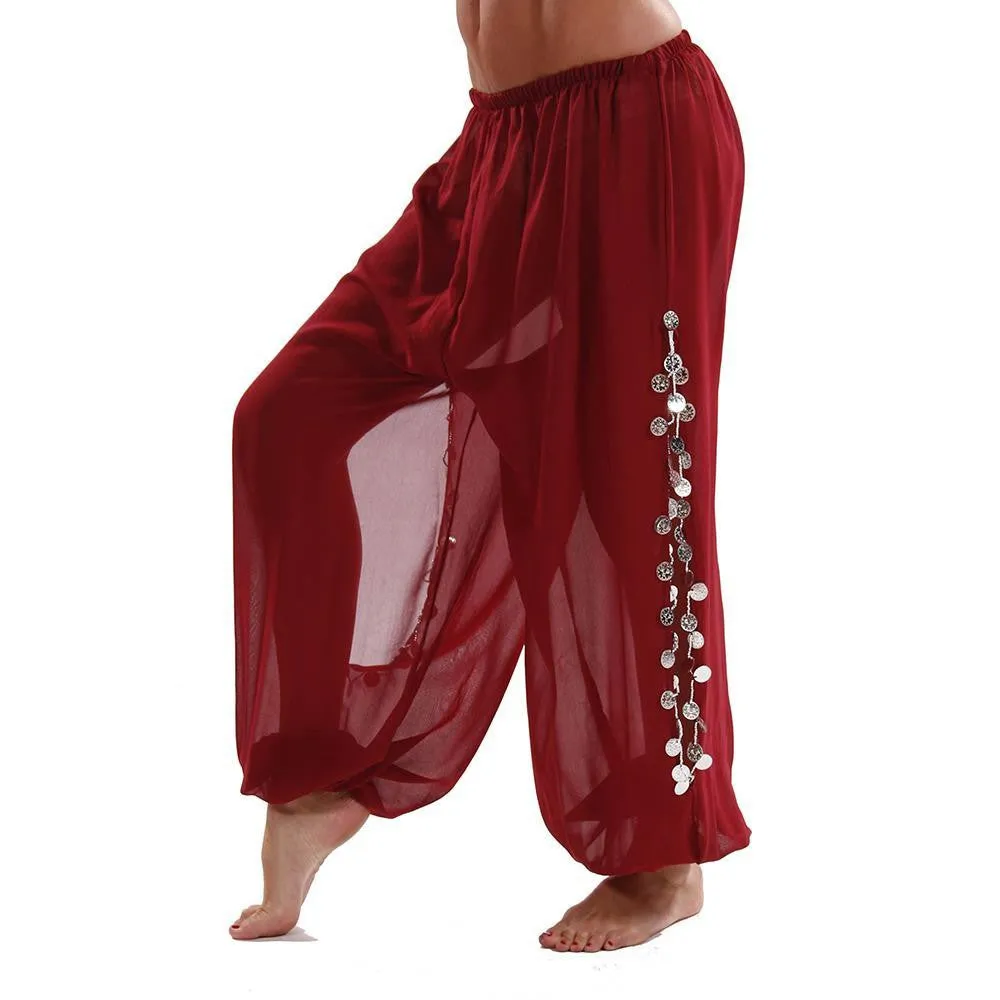 Belly Dance Plus Size Chiffon Harem Pants with Side Slits | MAIDEN DANCE PLUS