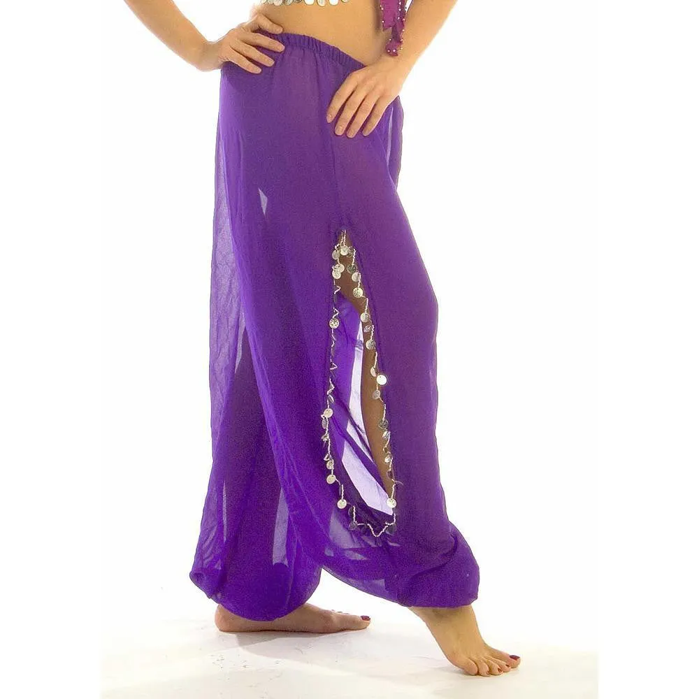 Belly Dance Plus Size Chiffon Harem Pants with Side Slits | MAIDEN DANCE PLUS