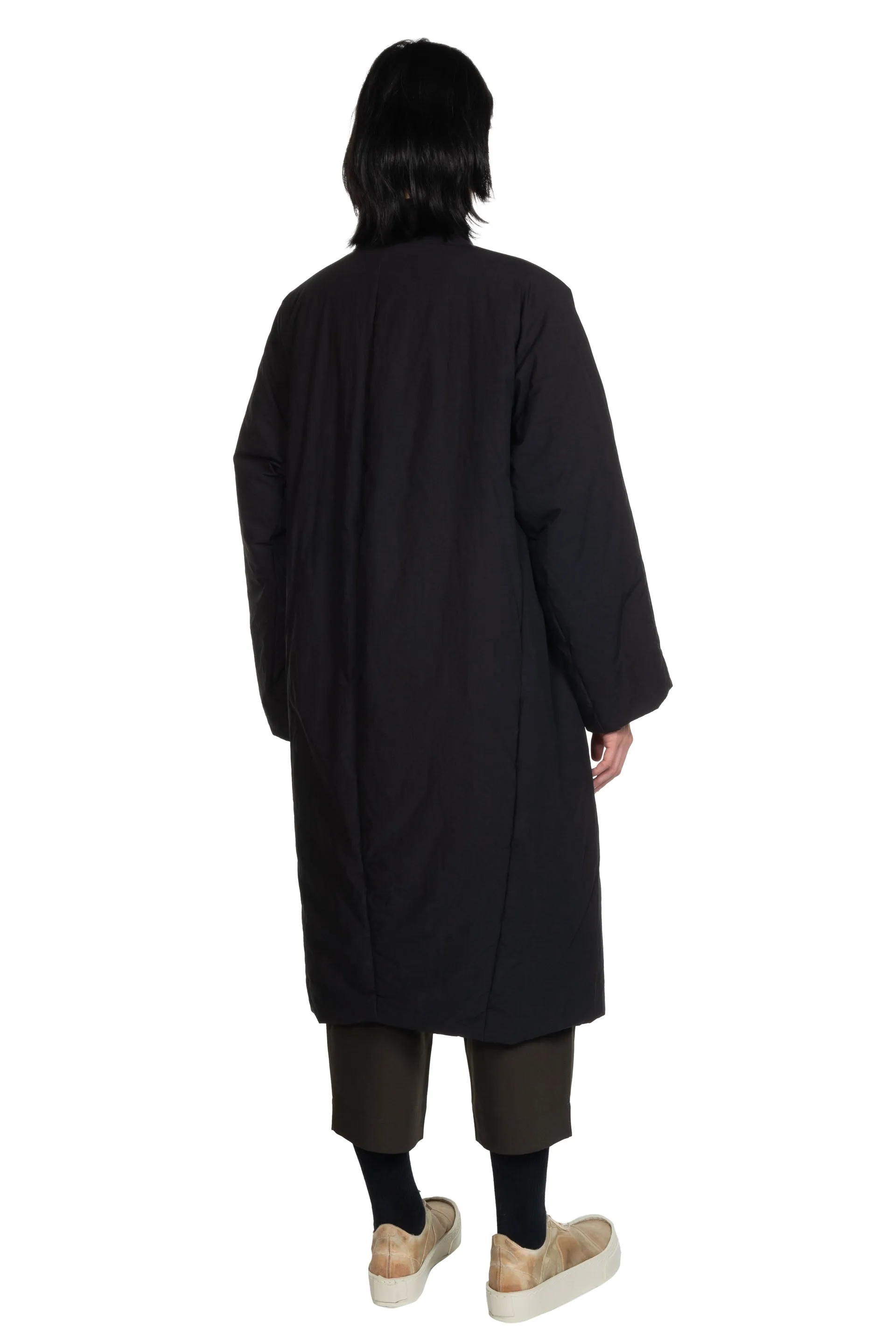 Black Padded Cotton Long Coat