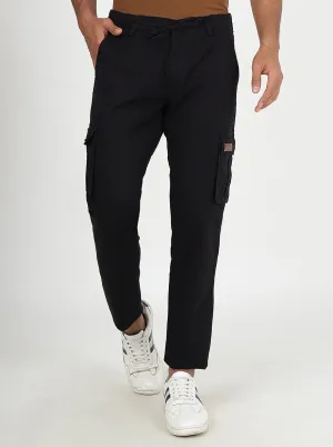 Black Solid Slim Fit Cargo Pant | JadeBlue