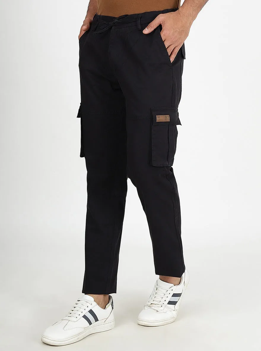 Black Solid Slim Fit Cargo Pant | JadeBlue