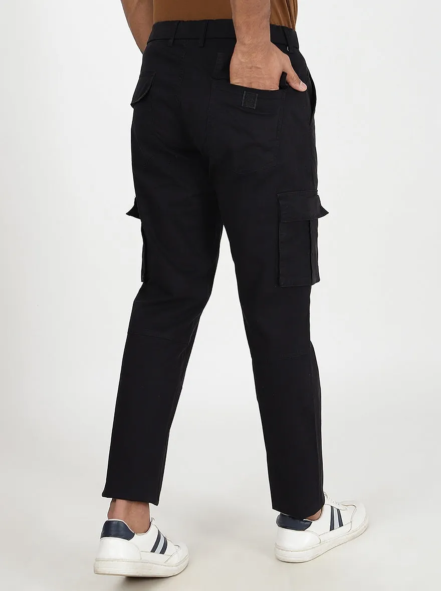 Black Solid Slim Fit Cargo Pant | JadeBlue