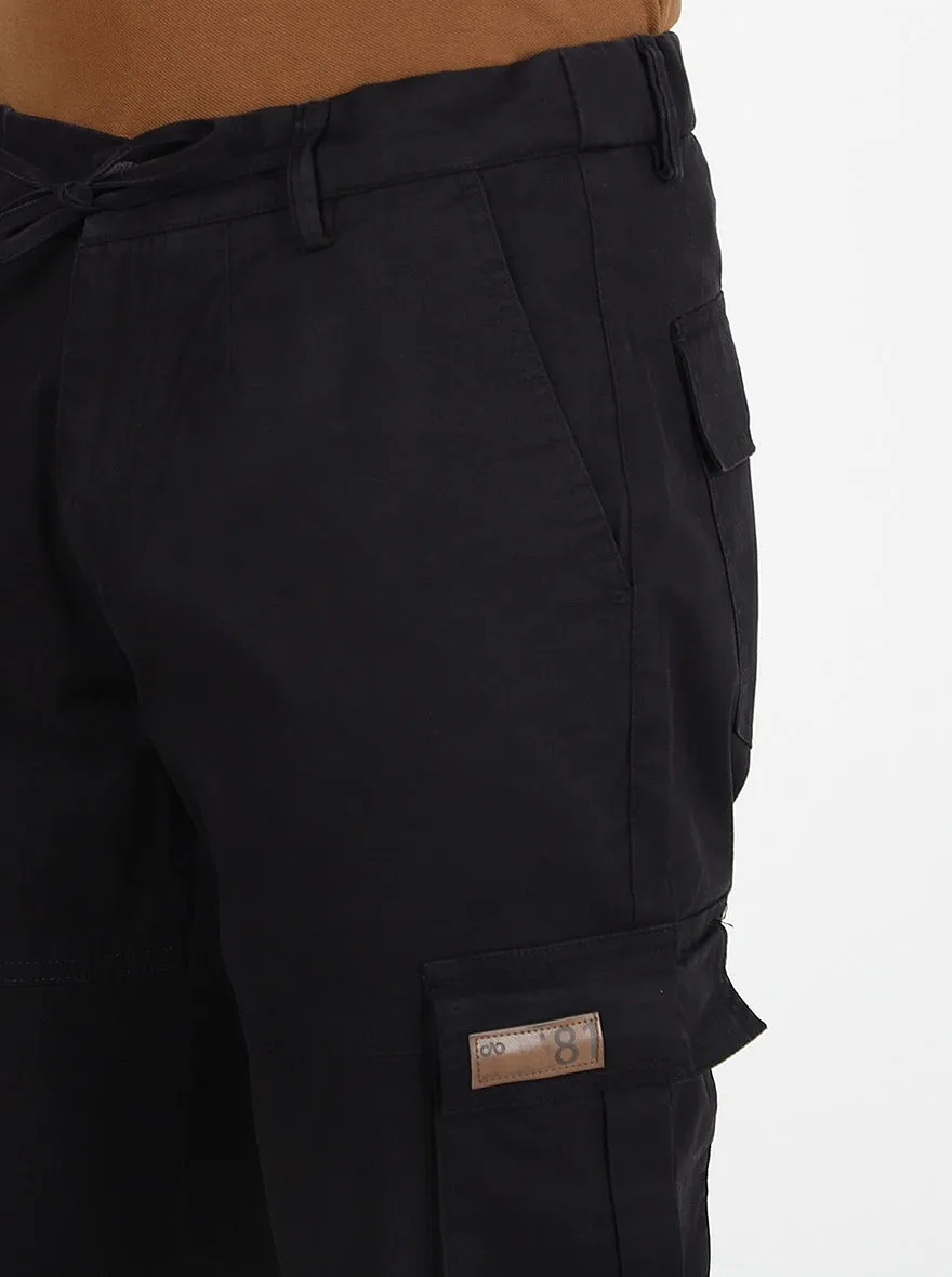 Black Solid Slim Fit Cargo Pant | JadeBlue