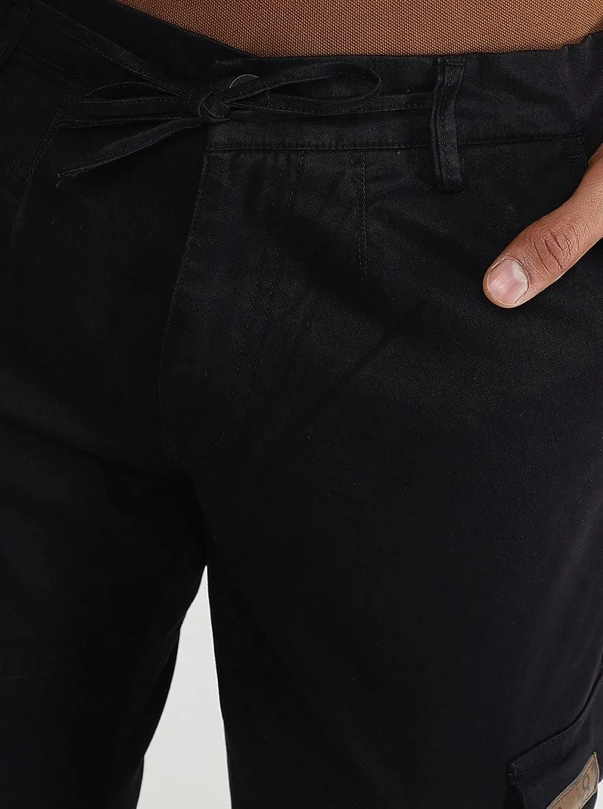 Black Solid Slim Fit Cargo Pant | JadeBlue