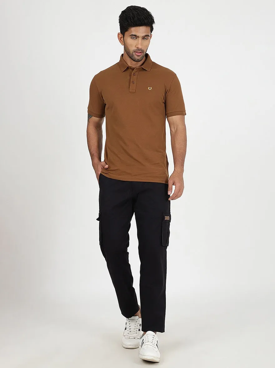 Black Solid Slim Fit Cargo Pant | JadeBlue