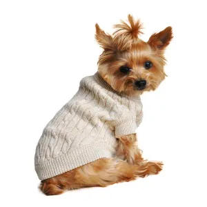 Cable Knit Dog Sweater in Beige