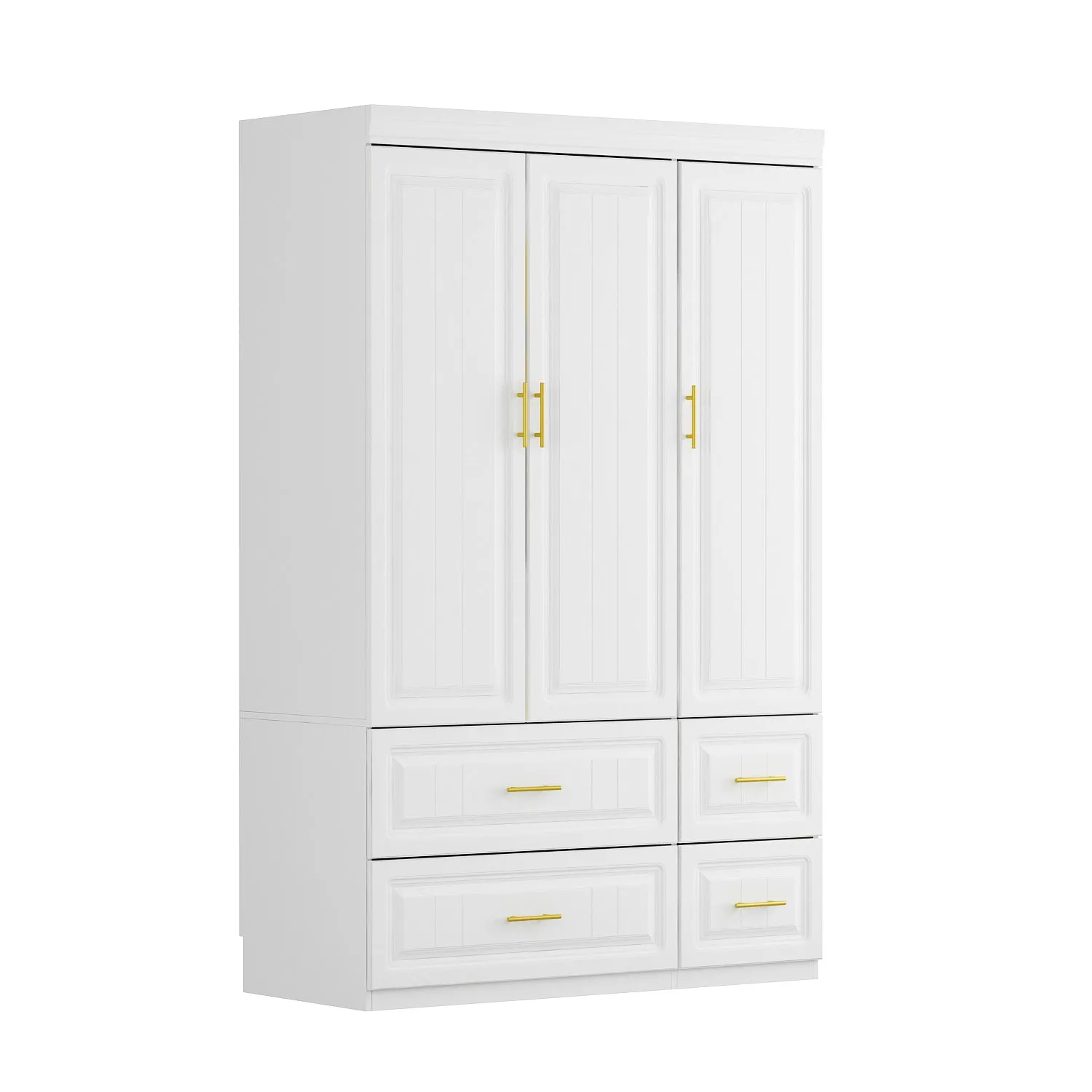 Clothes Closet Storage Cabinet with Metal Handles for Small Spaces