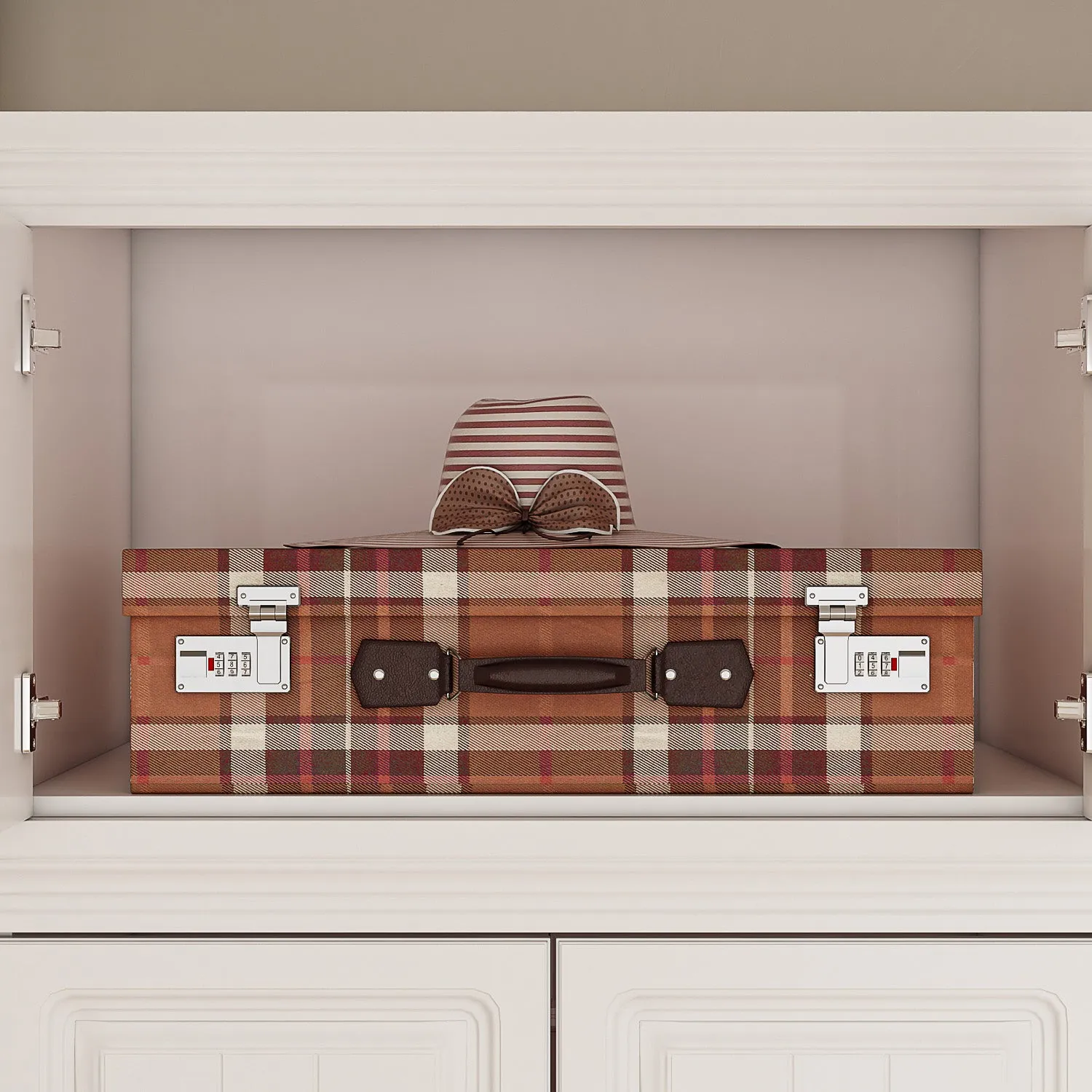 Clothes Closet Storage Cabinet with Metal Handles for Small Spaces