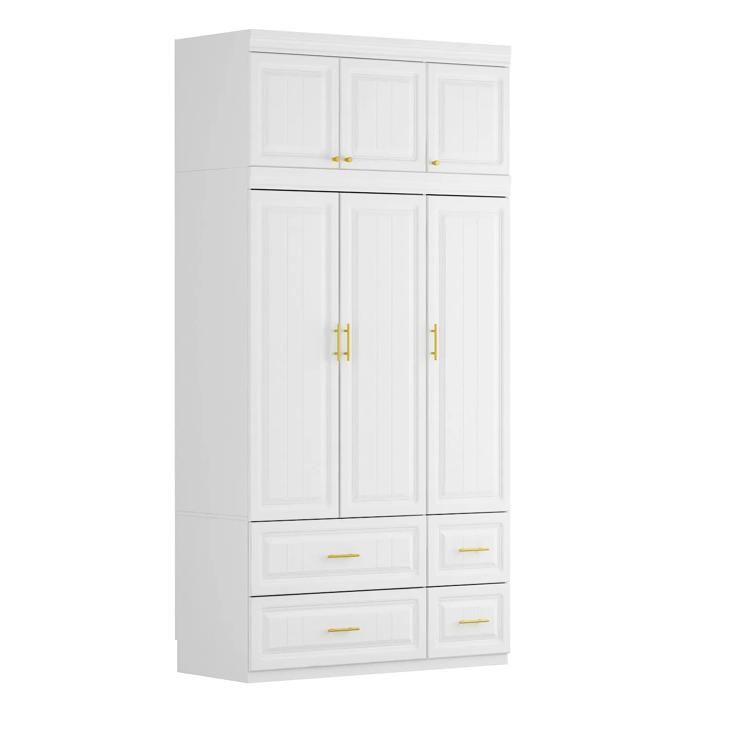 Clothes Closet Storage Cabinet with Metal Handles for Small Spaces