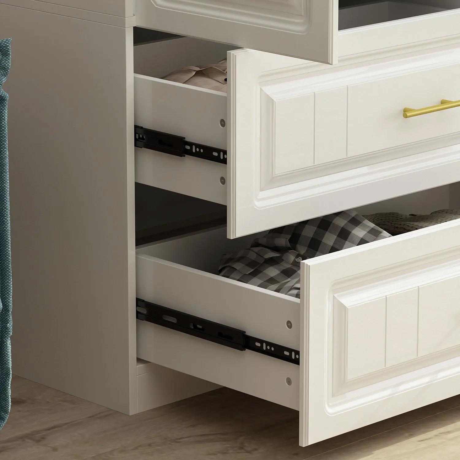 Clothes Closet Storage Cabinet with Metal Handles for Small Spaces