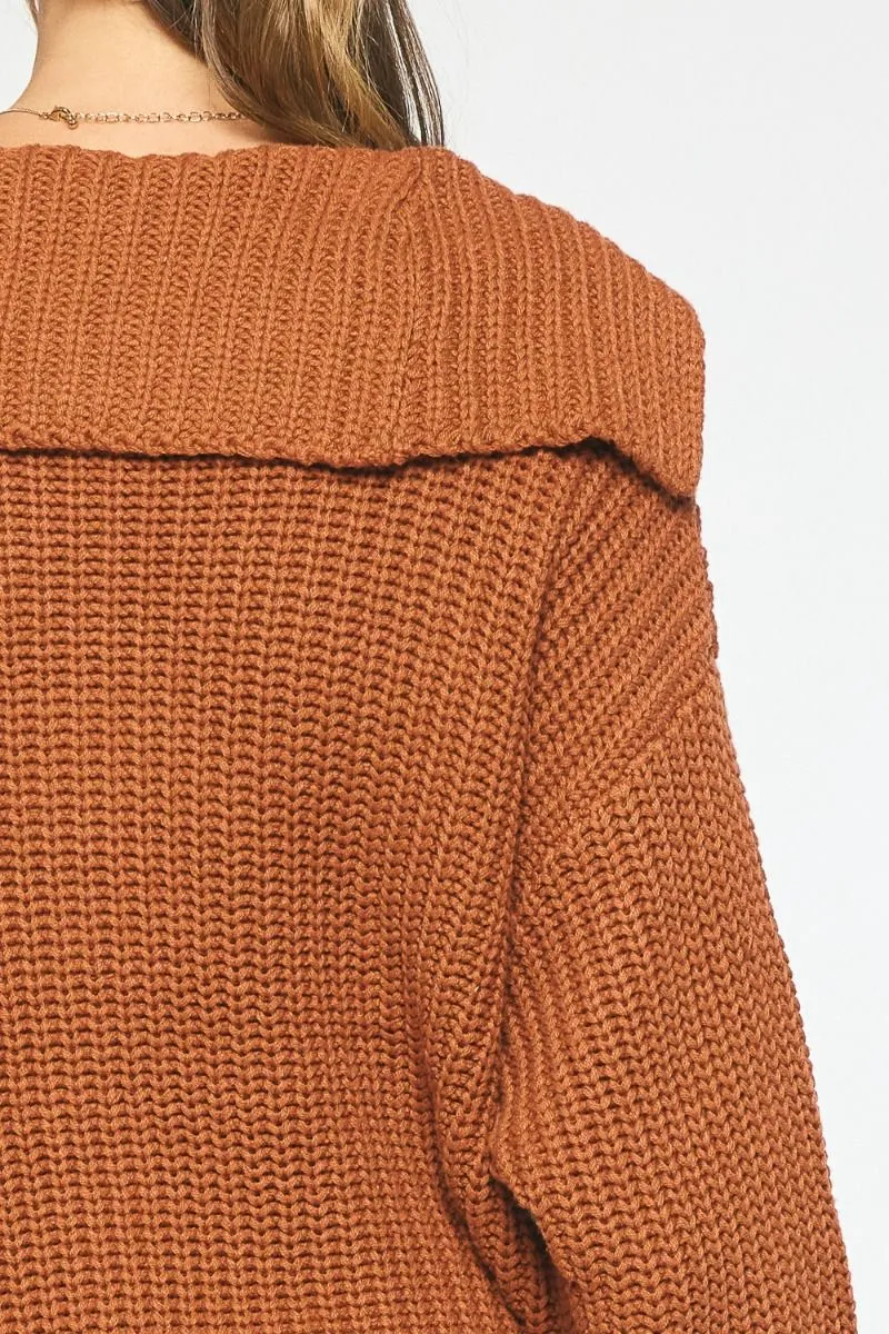 Cozy Couture Knit Cardigan - Rust