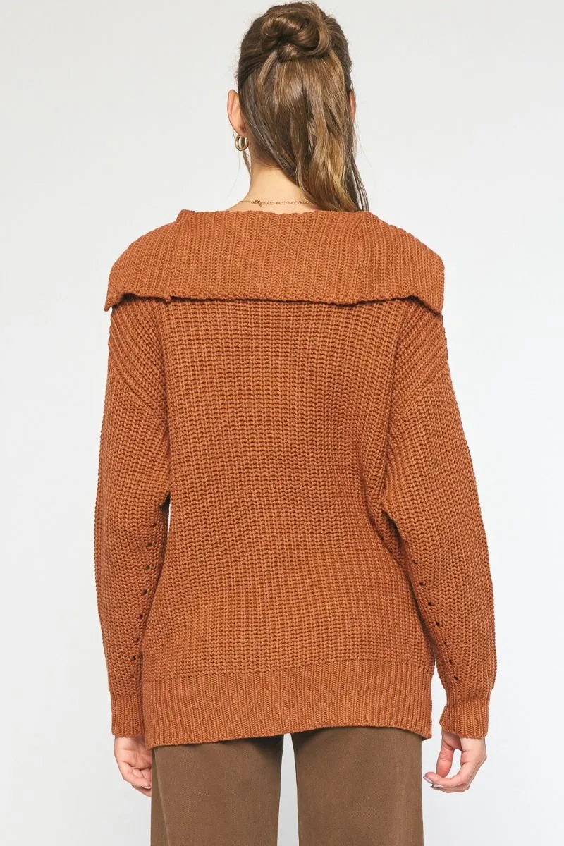 Cozy Couture Knit Cardigan - Rust