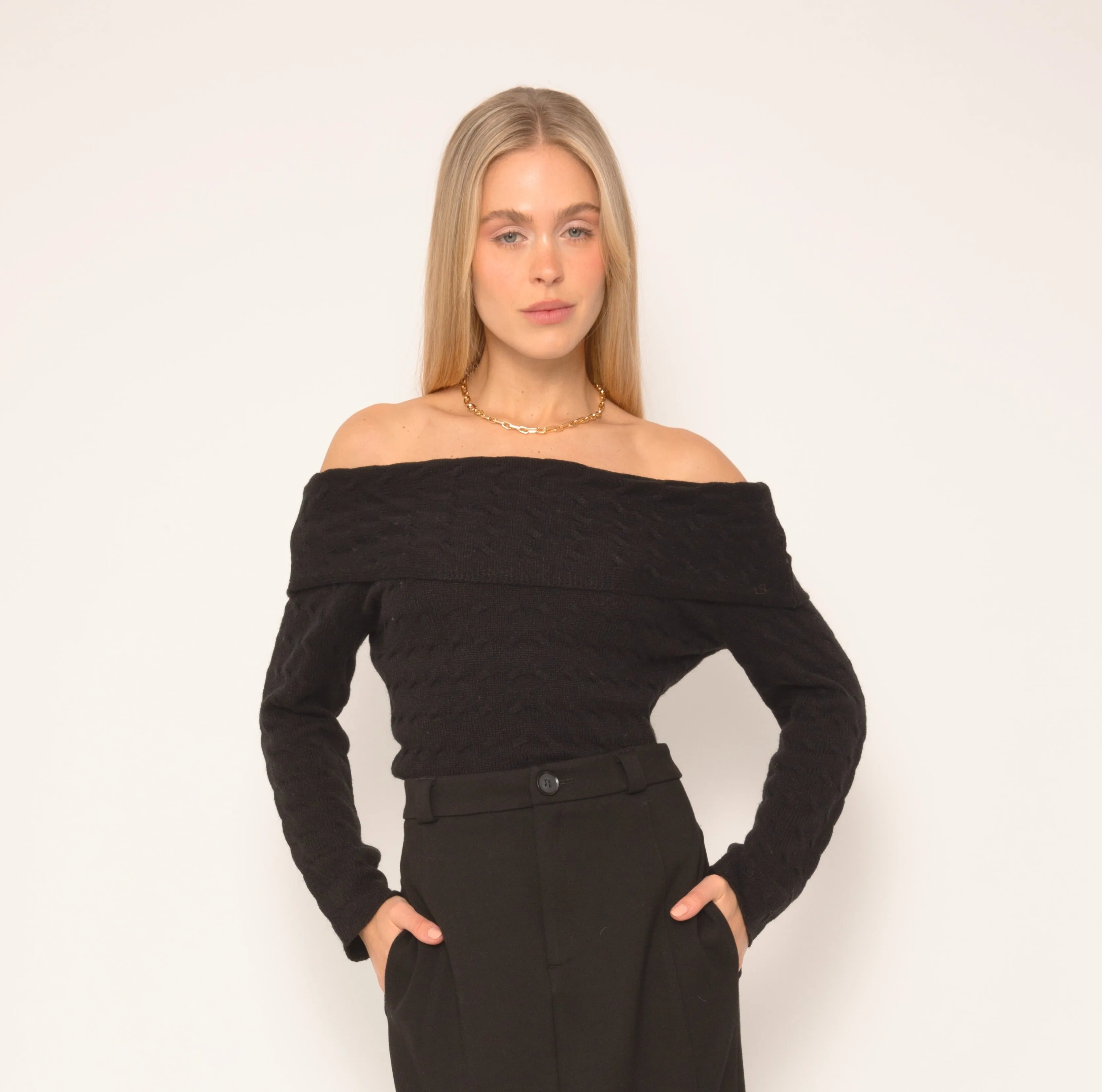 CPW Constance Cable Off Shoulder Sweater