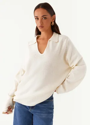 Deena Knit Sweater - White