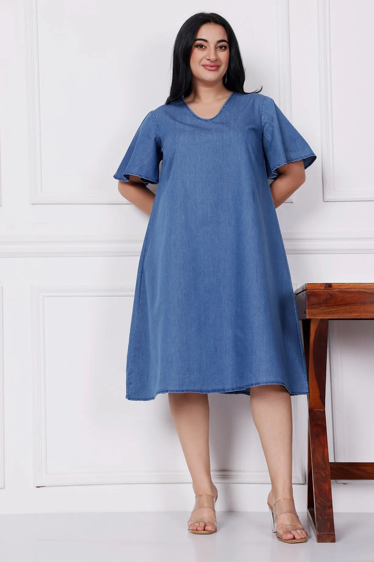 Denim Solid Dress