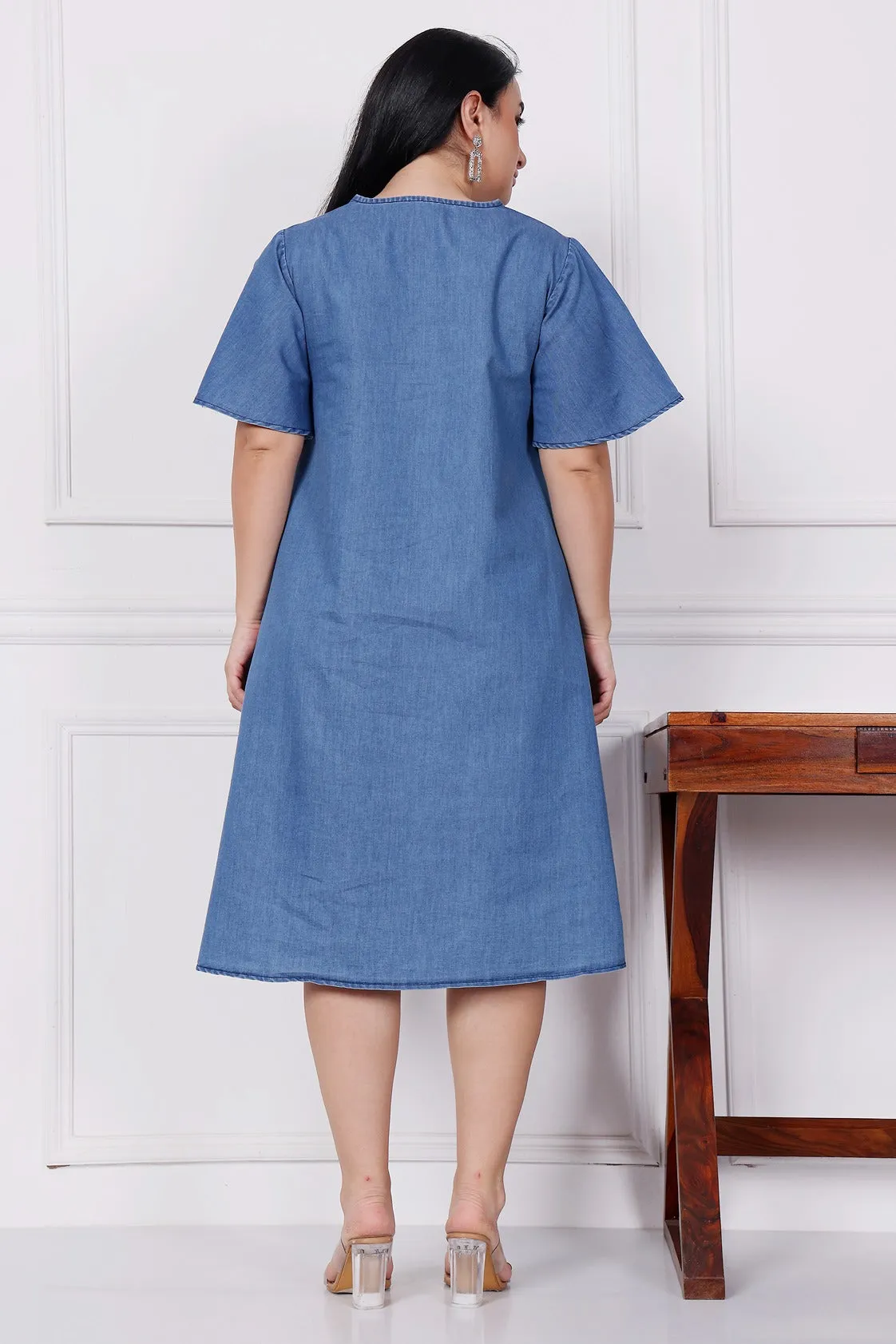 Denim Solid Dress