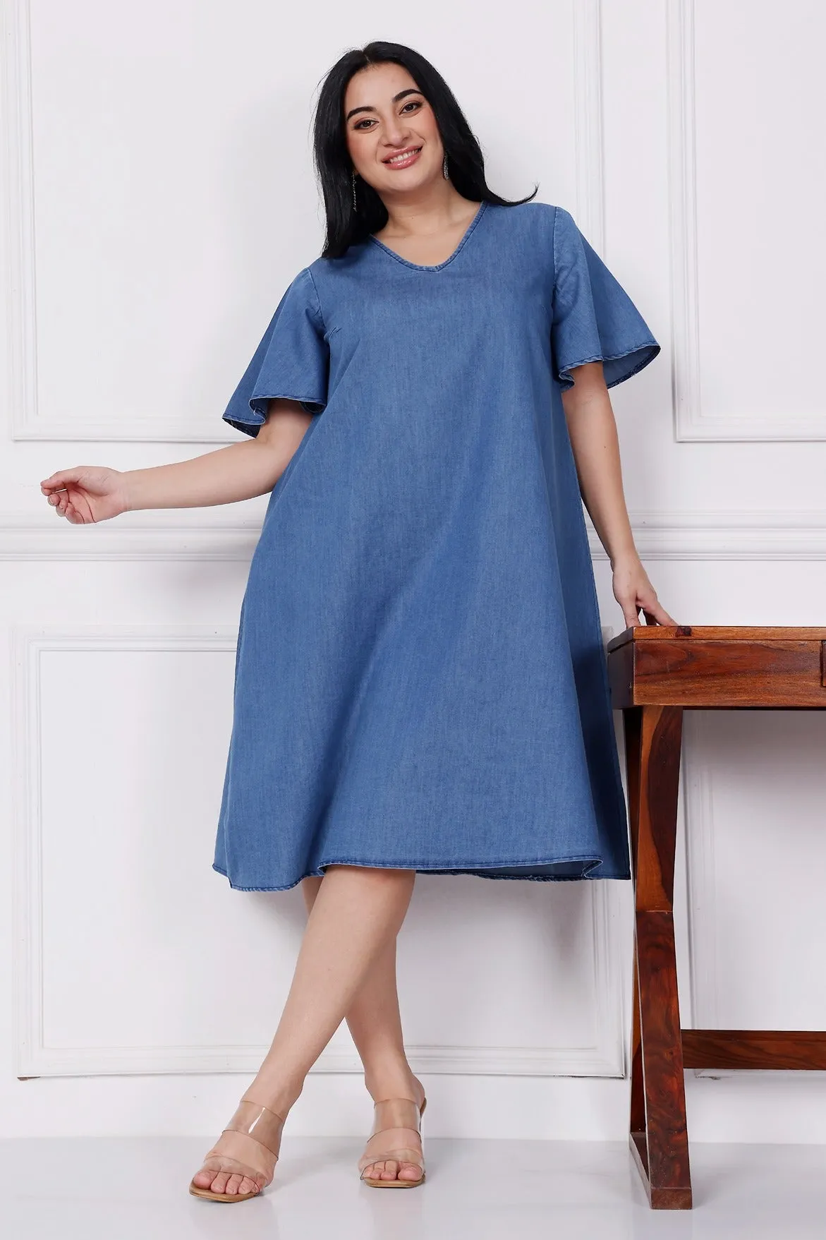 Denim Solid Dress