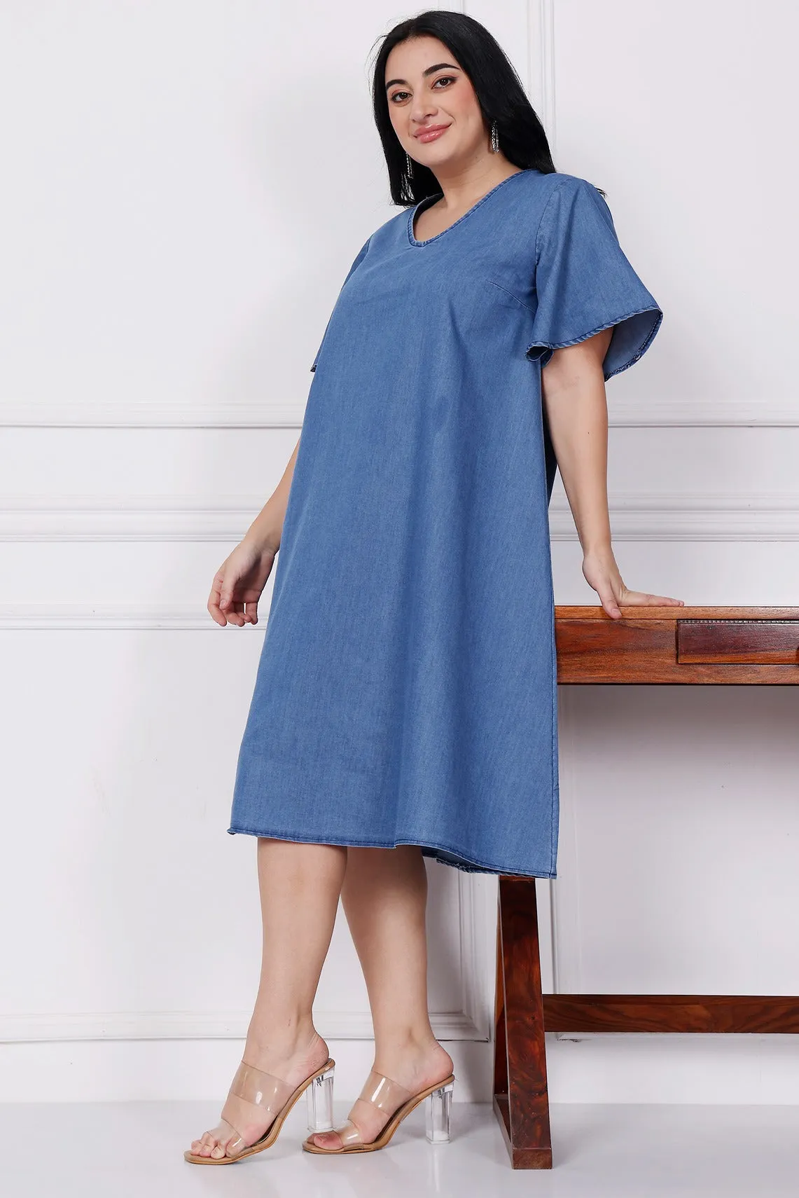 Denim Solid Dress