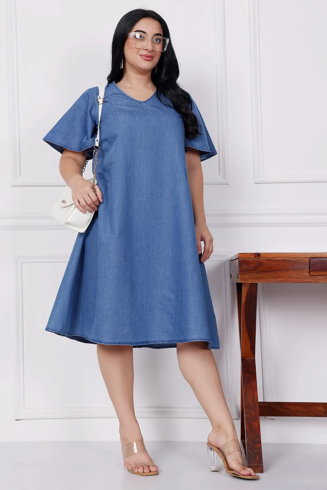 Denim Solid Dress