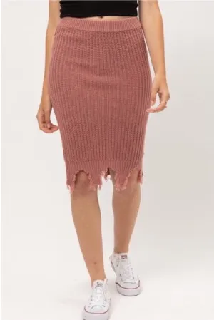 Destroyed Edge Sweater Skirt