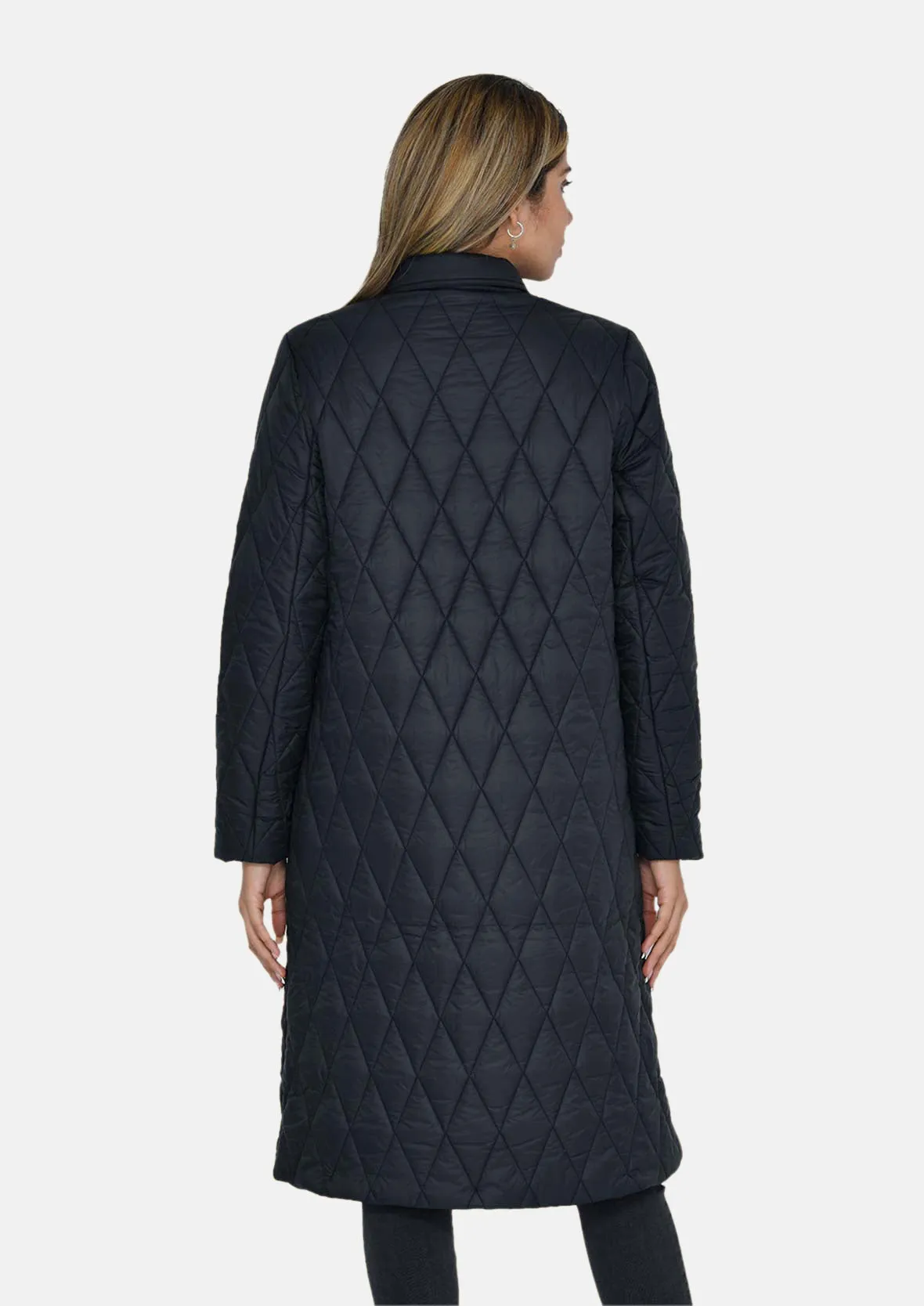 Diamond Quilted Long Coat