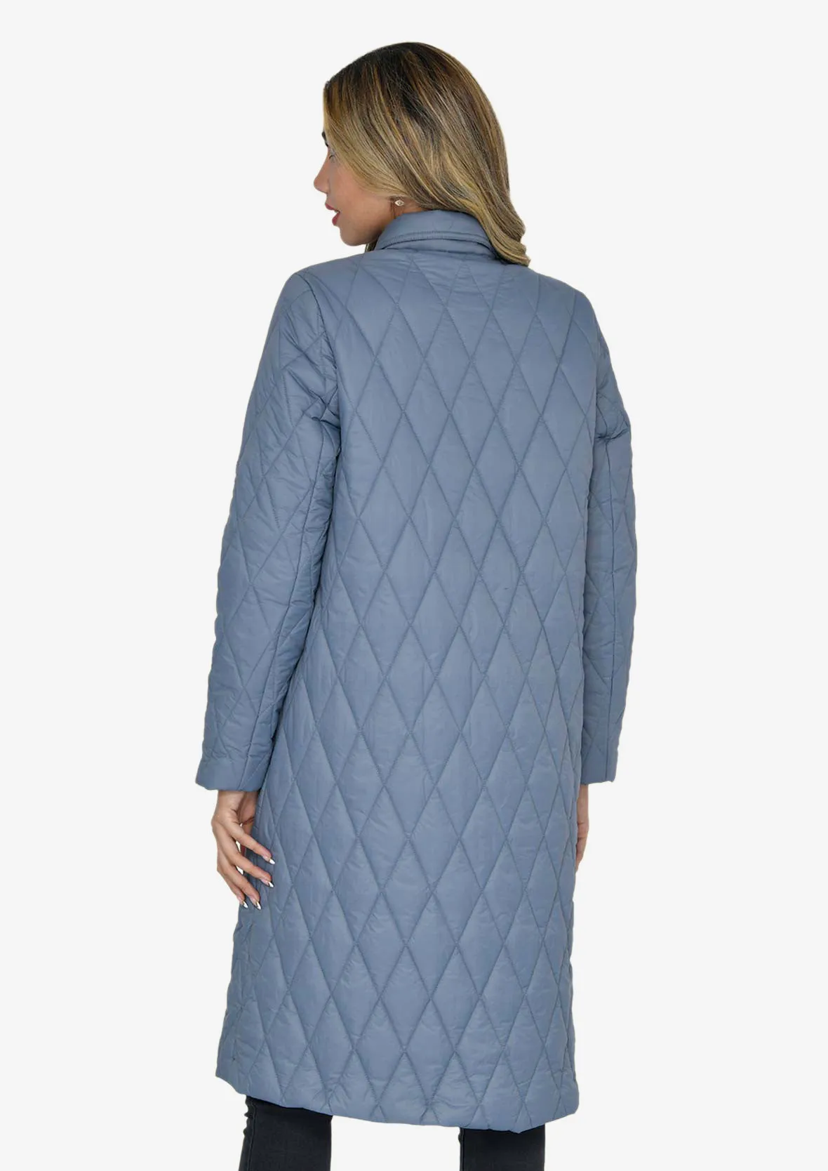 Diamond Quilted Long Coat