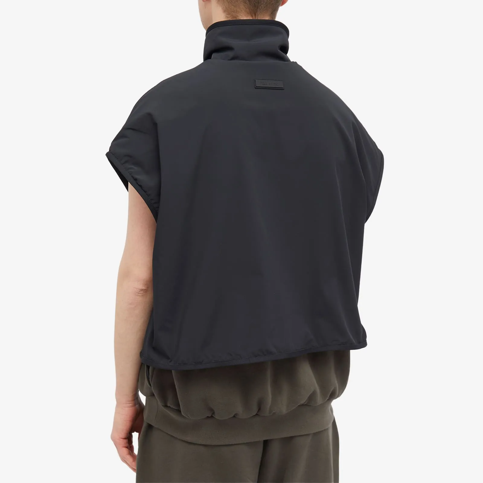 Fear Of God Essentials Spring Nylon Fleece Mockneck Vest in Ink & Jet Black