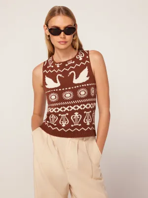 Hailey Brown Swan Fairisle Knit Vest