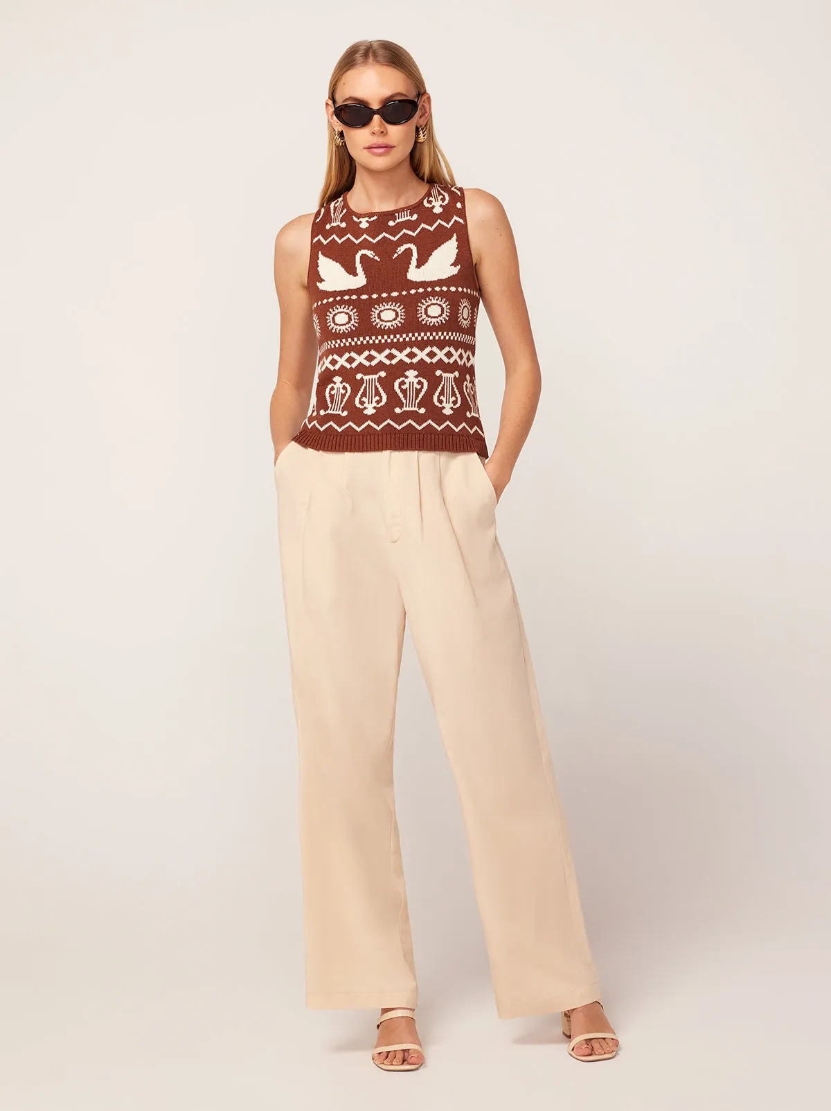 Hailey Brown Swan Fairisle Knit Vest