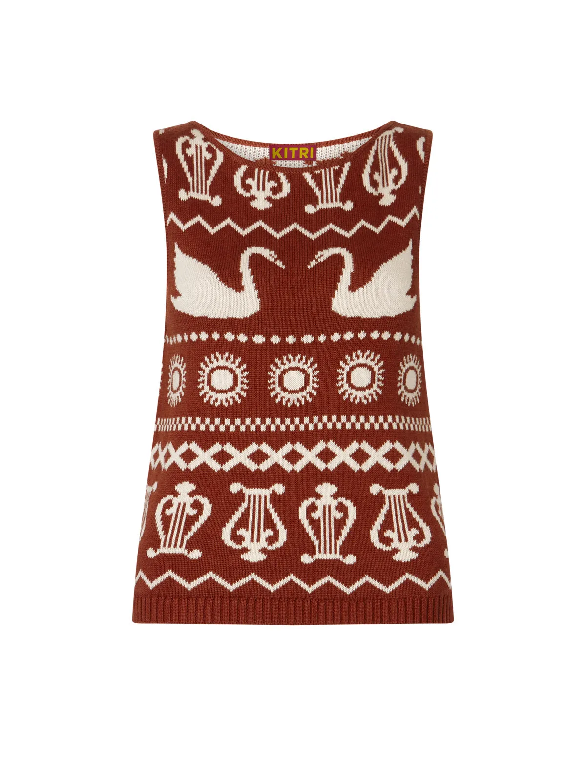 Hailey Brown Swan Fairisle Knit Vest