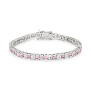 Hana Pink Clear Princess CZ Tennis Bracelet – 6.75in | 11ct