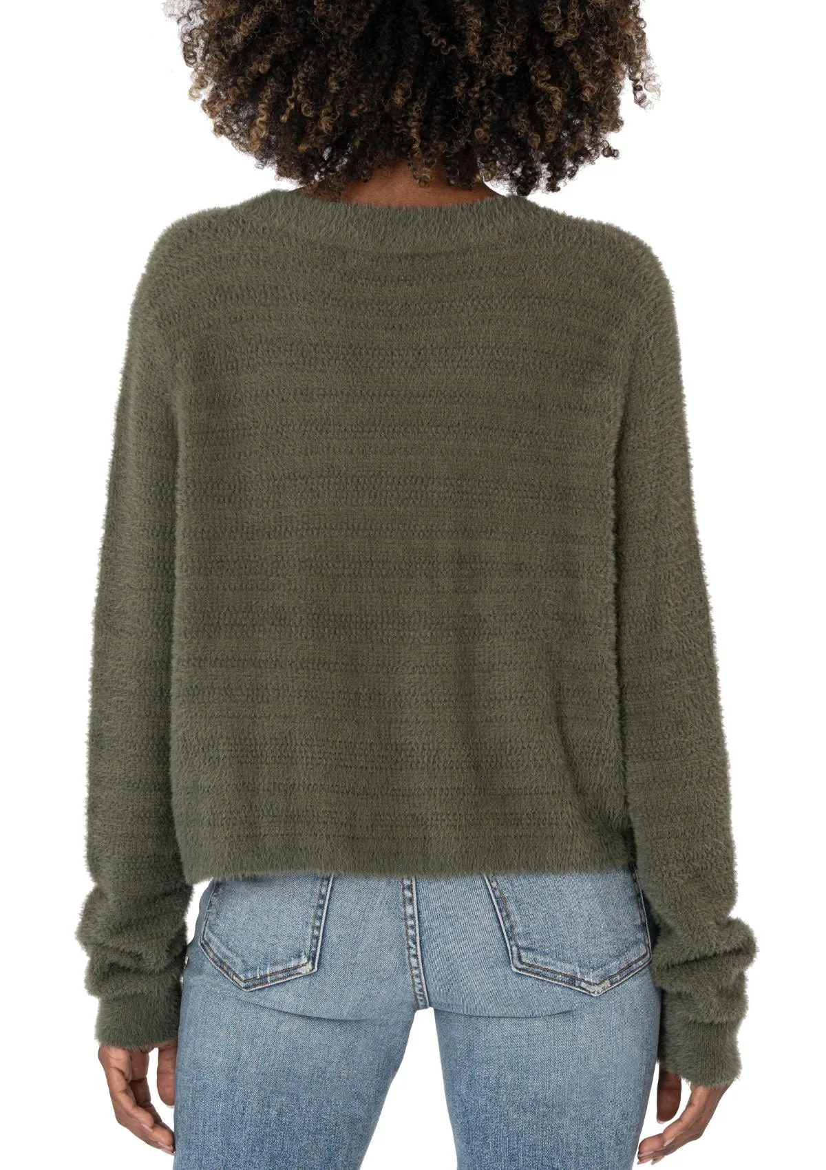 Maxine Scoop Neck Long Sleeve Sweater - Olive