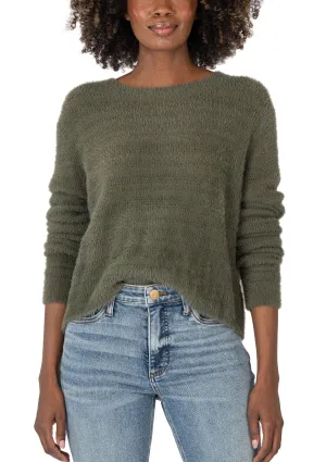 Maxine Scoop Neck Long Sleeve Sweater - Olive