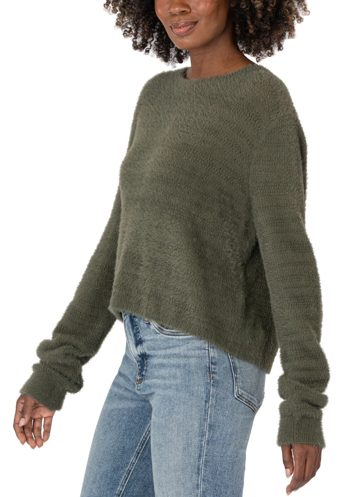 Maxine Scoop Neck Long Sleeve Sweater - Olive