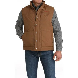 Men' s Cinch Wax Coated Quilted Vest - Brown