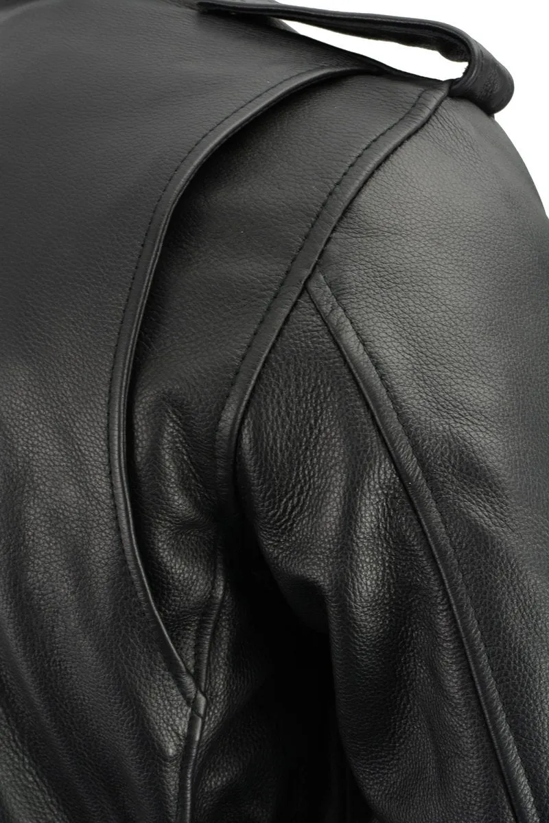 Milwaukee Leather LKM1711TALL Men's Black Tall-Sizes Side Lace Police Style Leather Jacket