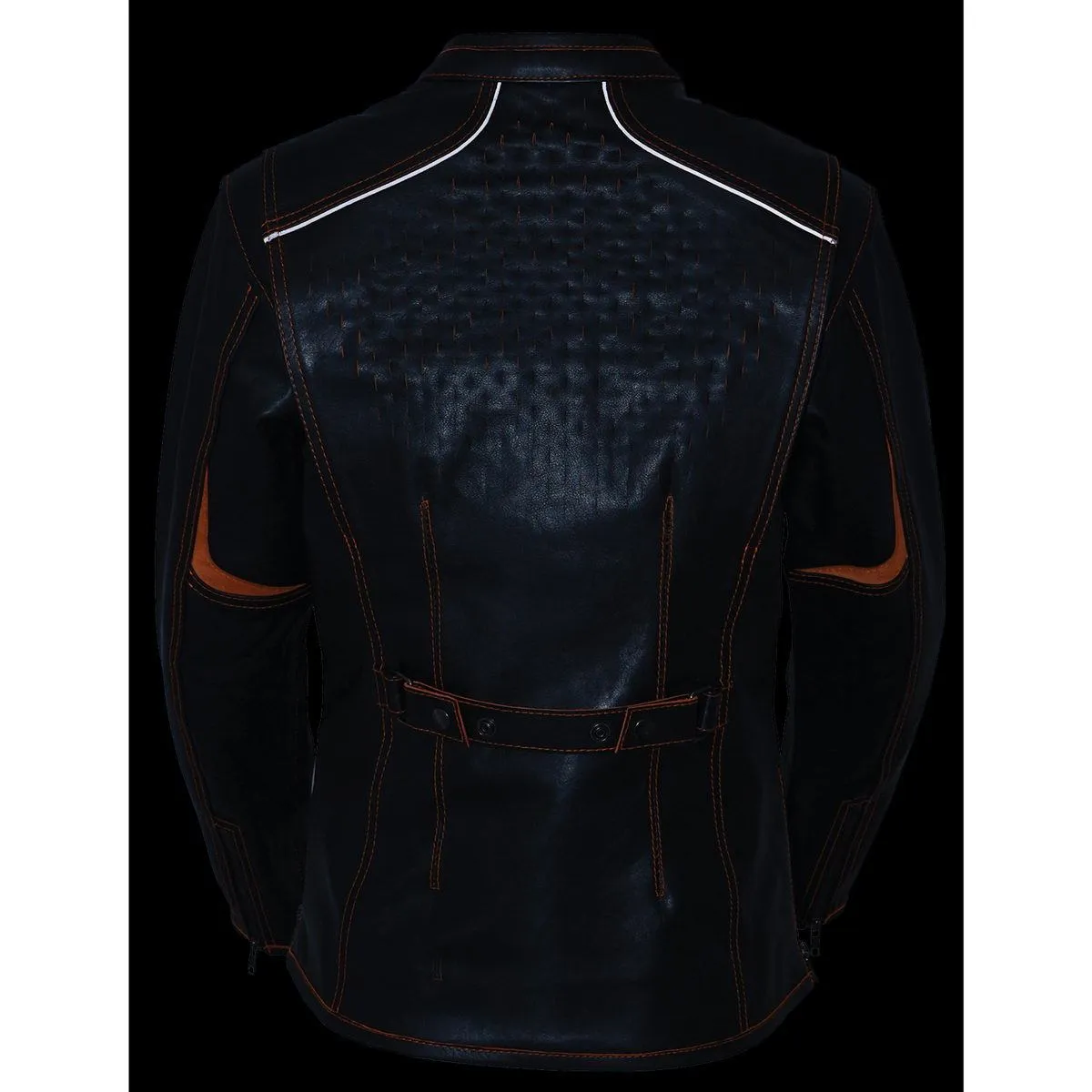 Milwaukee Leather MLL2502 Women's 'Laser Cut' Distressed Black and Purple Scuba Style Racer Jacket