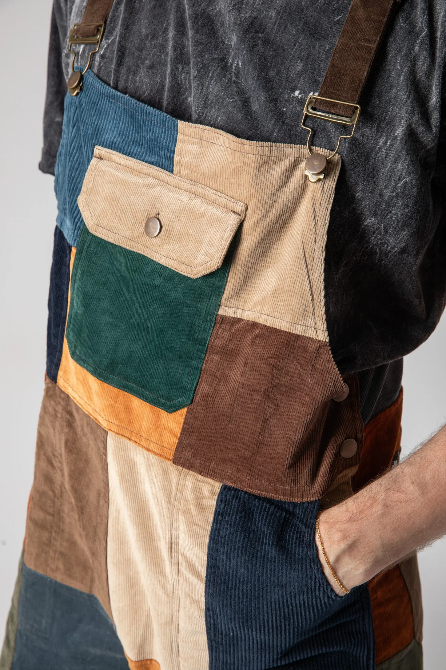 Mens Corduroy Overalls with Nagarkot Patchwork: High-Quality and Stylish