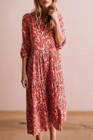 No Exceptions - Abstract Print V Neck High Waist Tiered Maxi Dress