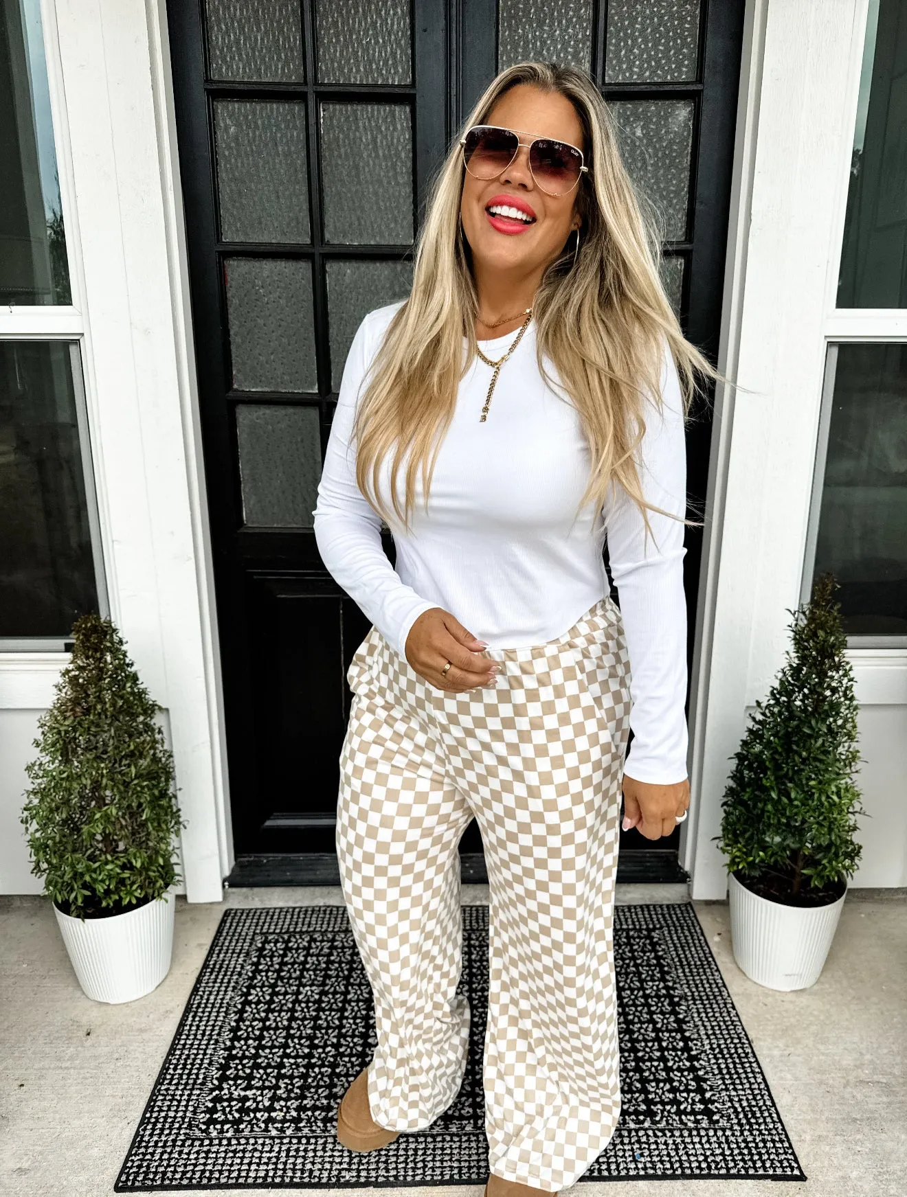 PRE-ORDER Bold Block Checker Pants - Neutrals