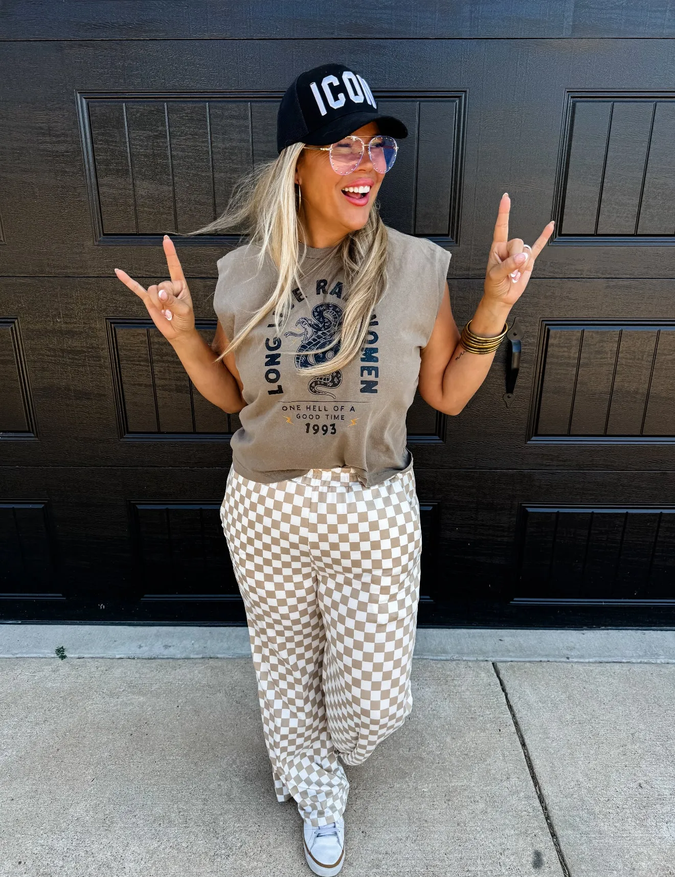 PRE-ORDER Bold Block Checker Pants - Neutrals